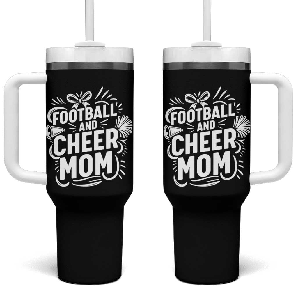 Football And Cheer Mom Quote Tumbler With Handle Team Supporter Gift Idea - Wonder Print Shop