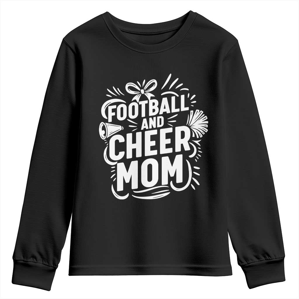 Football And Cheer Mom Quote Youth Sweatshirt Team Supporter Gift Idea - Wonder Print Shop