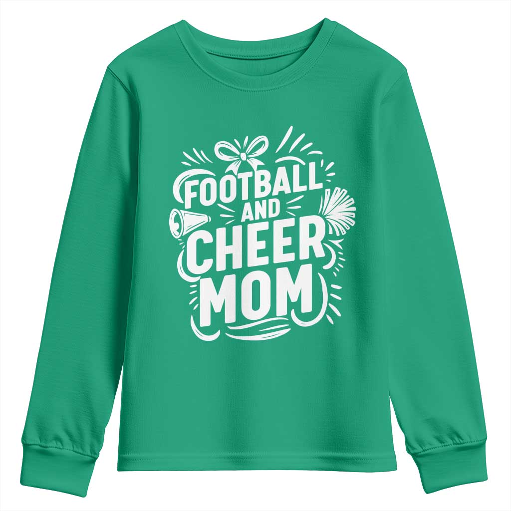 Football And Cheer Mom Quote Youth Sweatshirt Team Supporter Gift Idea - Wonder Print Shop