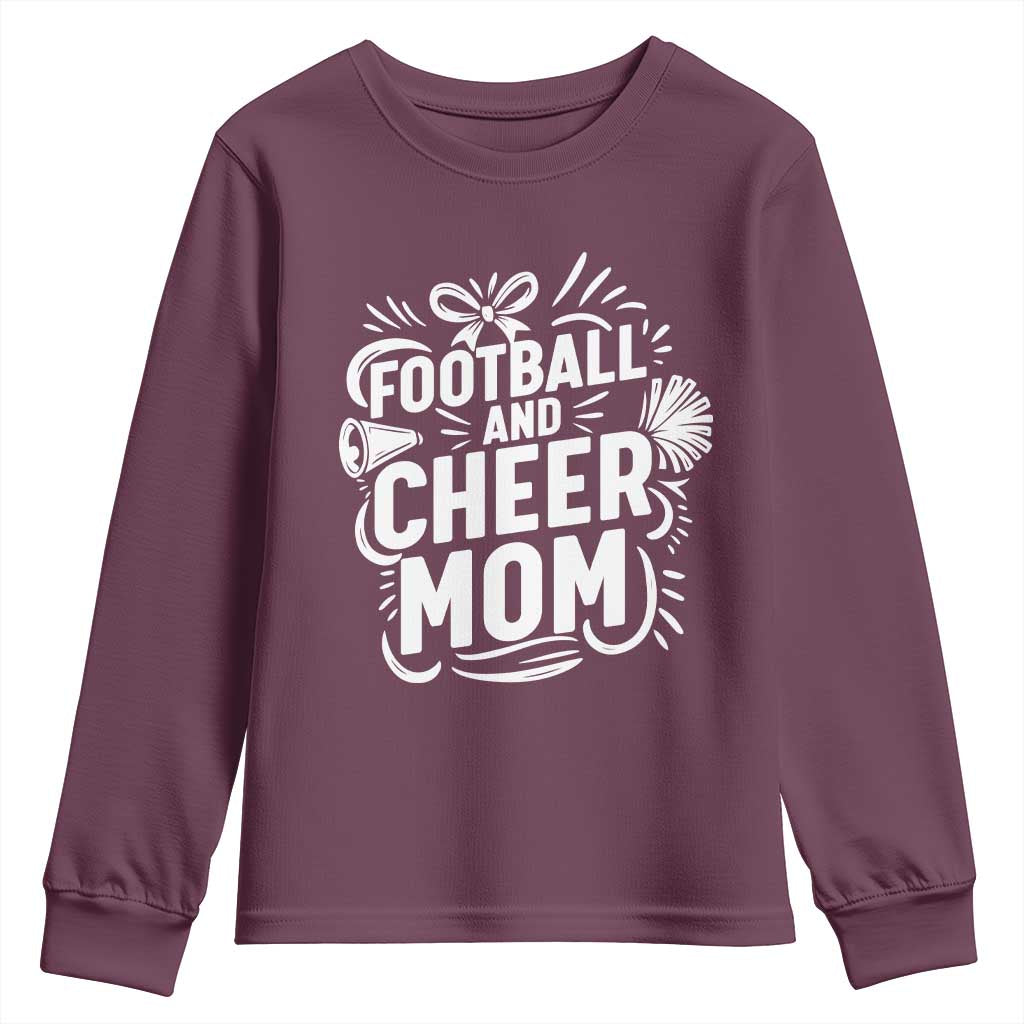 Football And Cheer Mom Quote Youth Sweatshirt Team Supporter Gift Idea - Wonder Print Shop