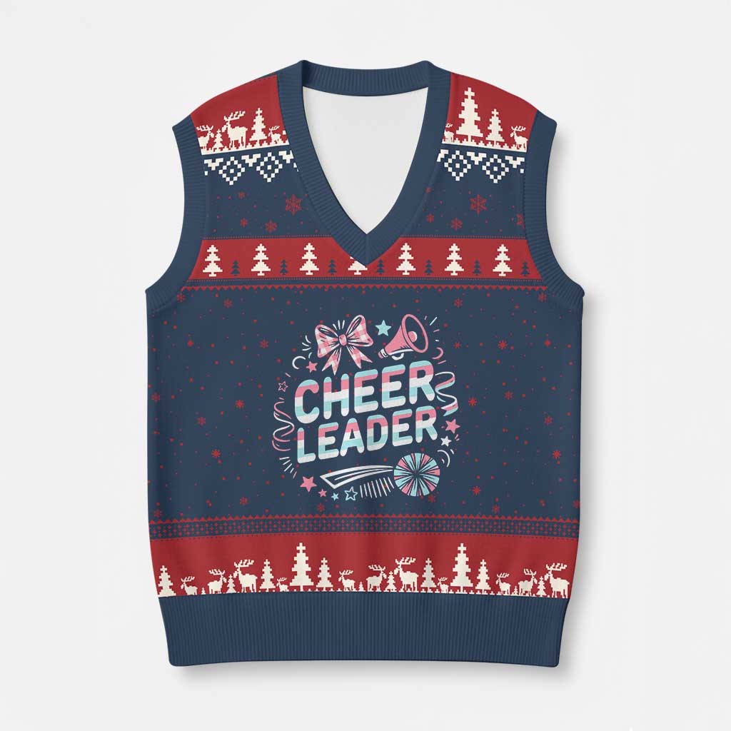 Proud Cheerleader Team V-Neck Knit Sweater Vest Gift For Women Sports Fans - Wonder Print Shop