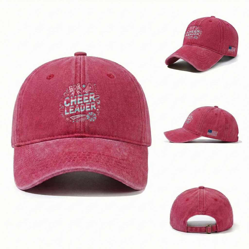 Proud Cheerleader Team Washed Cotton Baseball Cap Gift For Women Sports Fans
