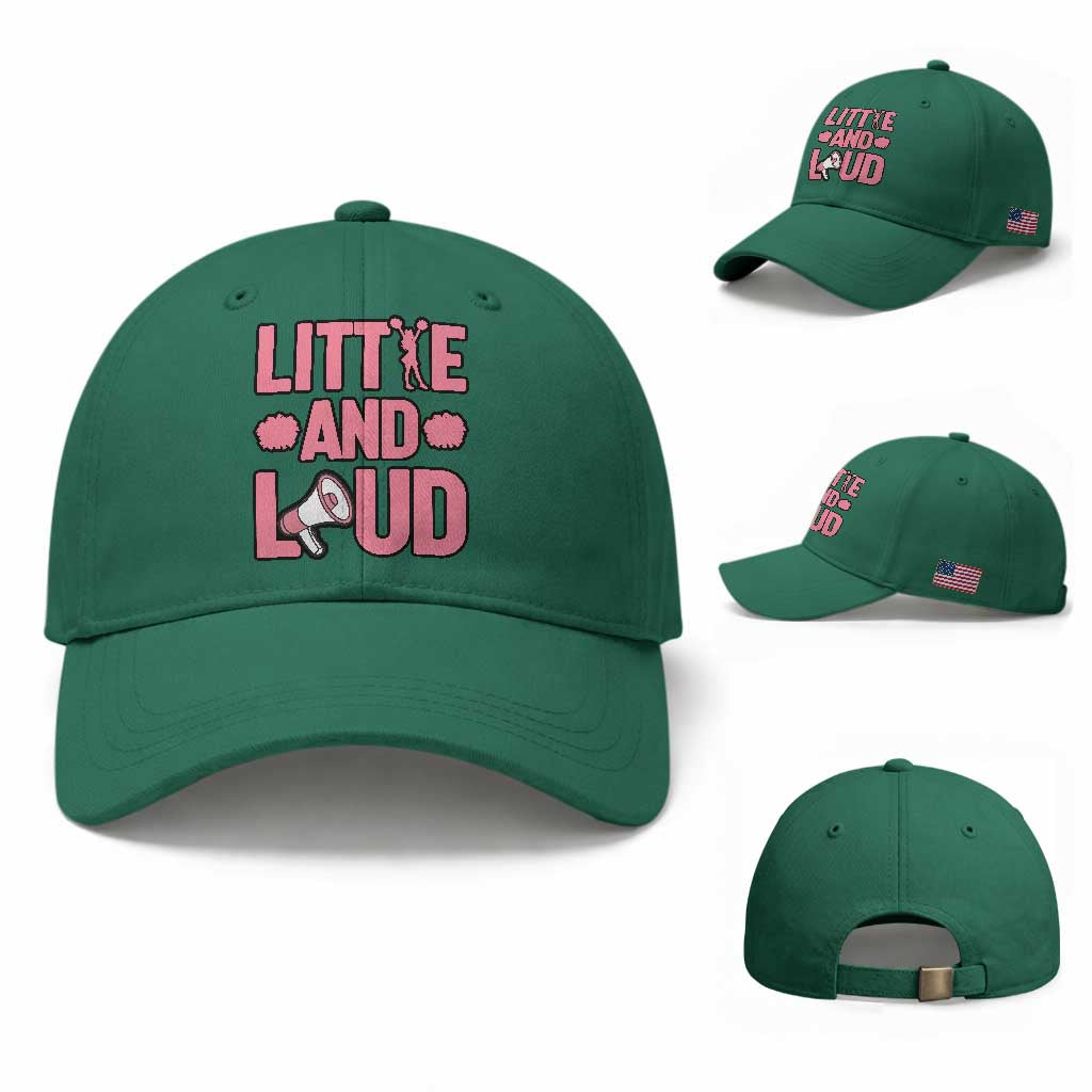 Little And Loud Quote Baseball Cap Cheerleader Girl Sports Gift