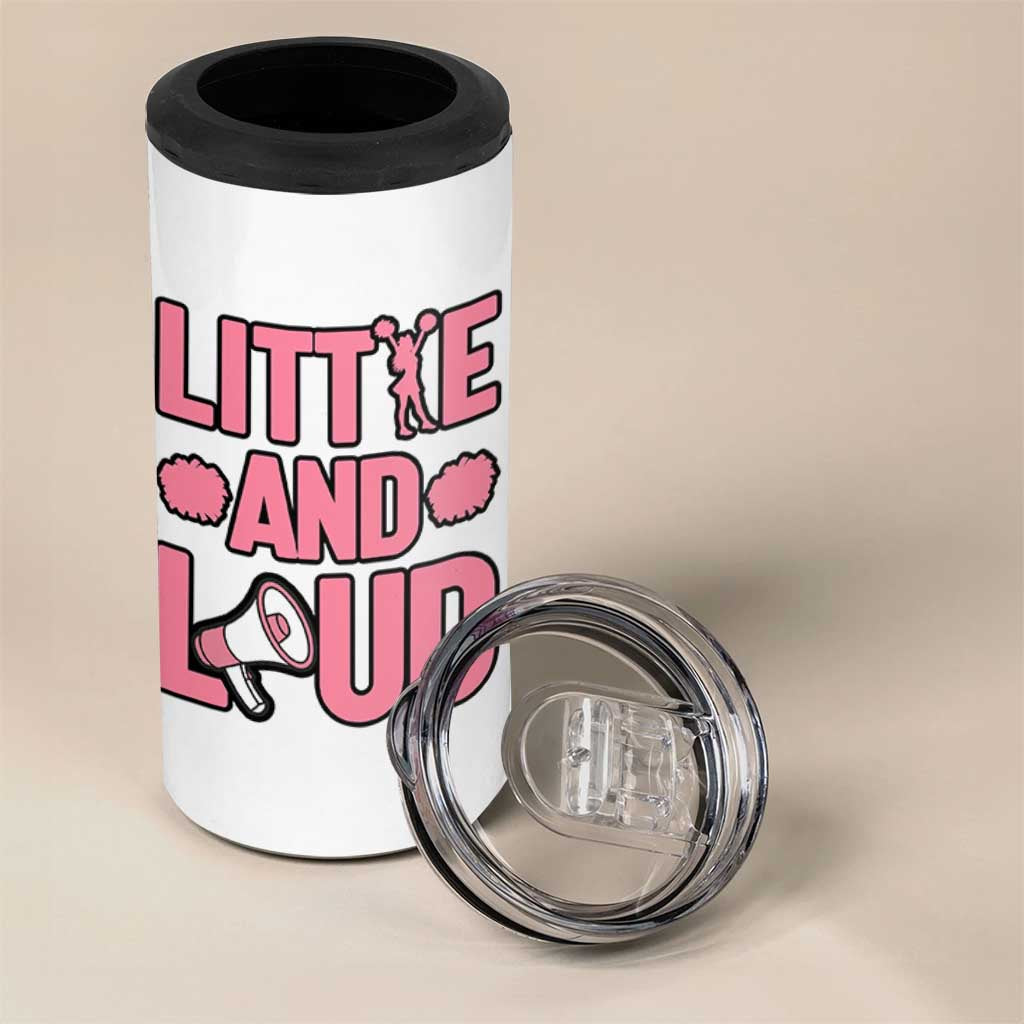 Little And Loud Quote 4 in 1 Can Cooler Tumbler Cheerleader Girl Sports Gift - Wonder Print Shop