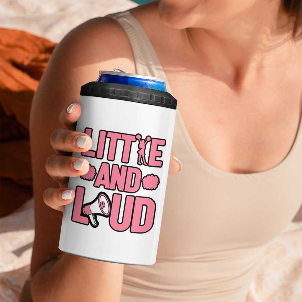 Little And Loud Quote 4 in 1 Can Cooler Tumbler Cheerleader Girl Sports Gift - Wonder Print Shop