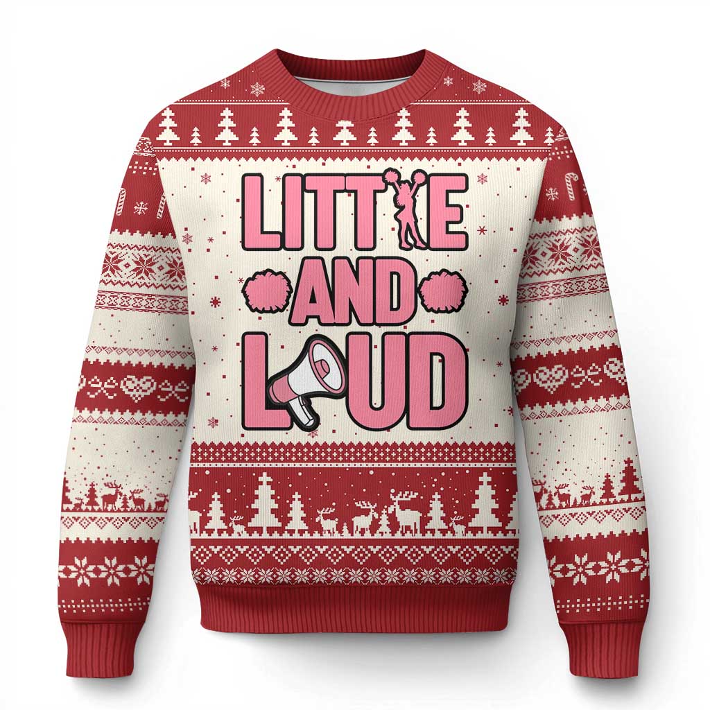 Little And Loud Quote Ugly Christmas Sweater Cheerleader Girl Sports Gift - Wonder Print Shop
