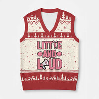 Little And Loud Quote V-Neck Knit Sweater Vest Cheerleader Girl Sports Gift - Wonder Print Shop