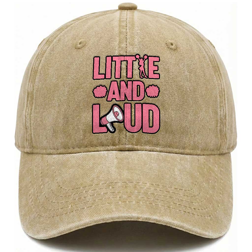 Little And Loud Quote Washed Cotton Baseball Cap Cheerleader Girl Sports Gift