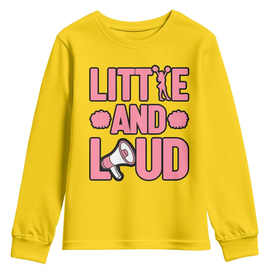 Little And Loud Quote Youth Sweatshirt Cheerleader Girl Sports Gift - Wonder Print Shop