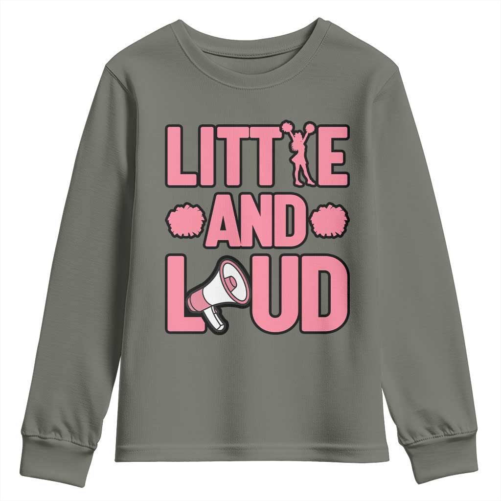 Little And Loud Quote Youth Sweatshirt Cheerleader Girl Sports Gift - Wonder Print Shop