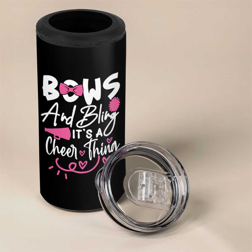 Bows And Bling Its A Cheer Thing 4 in 1 Can Cooler Tumbler Cheerleading Gift - Wonder Print Shop