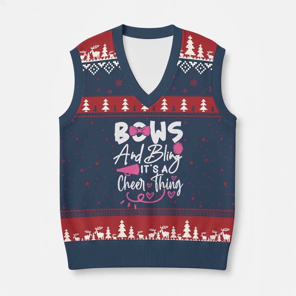 Bows And Bling Its A Cheer Thing V-Neck Knit Sweater Vest Cheerleading Gift - Wonder Print Shop