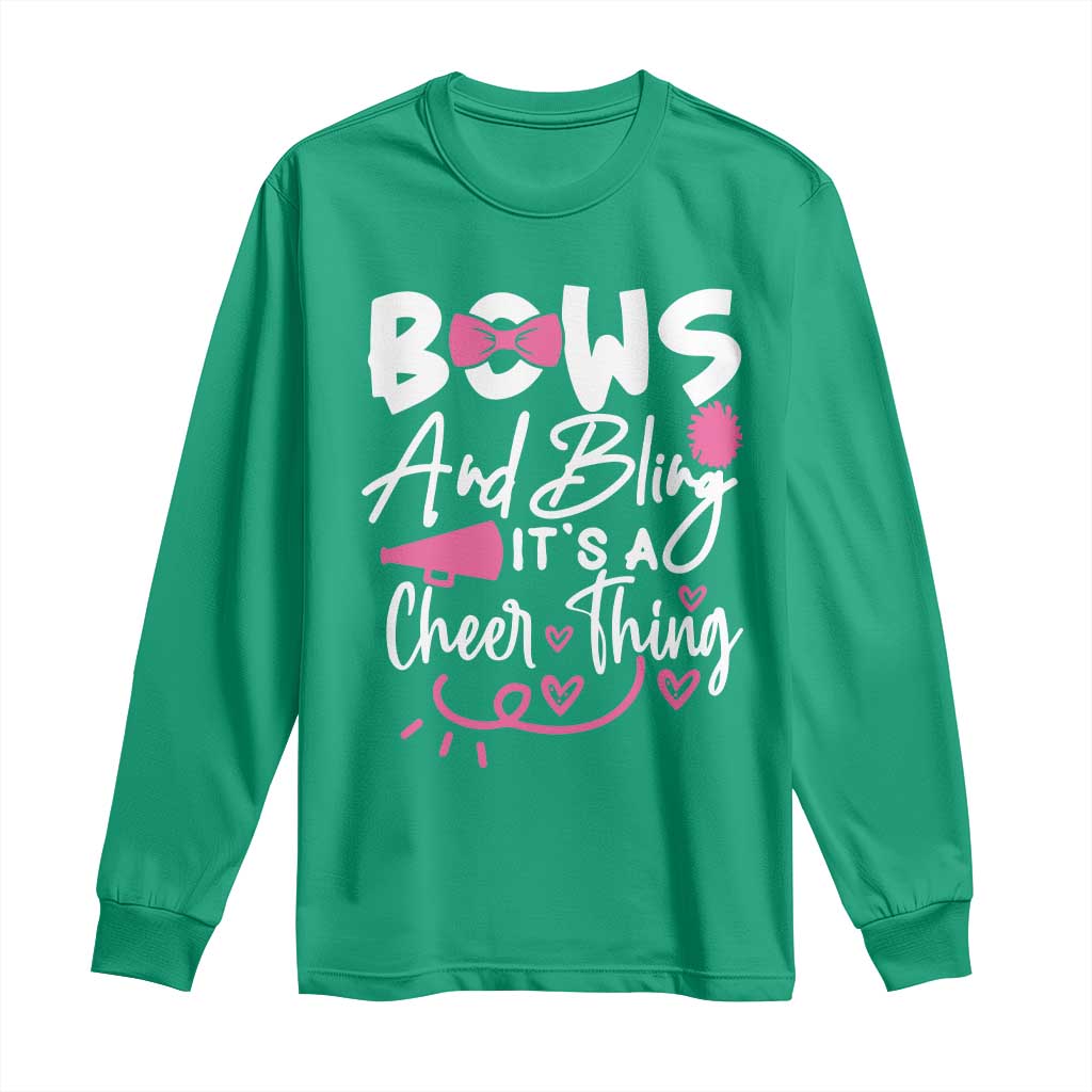 Bows And Bling Its A Cheer Thing Long Sleeve Shirt Cheerleading Gift - Wonder Print Shop