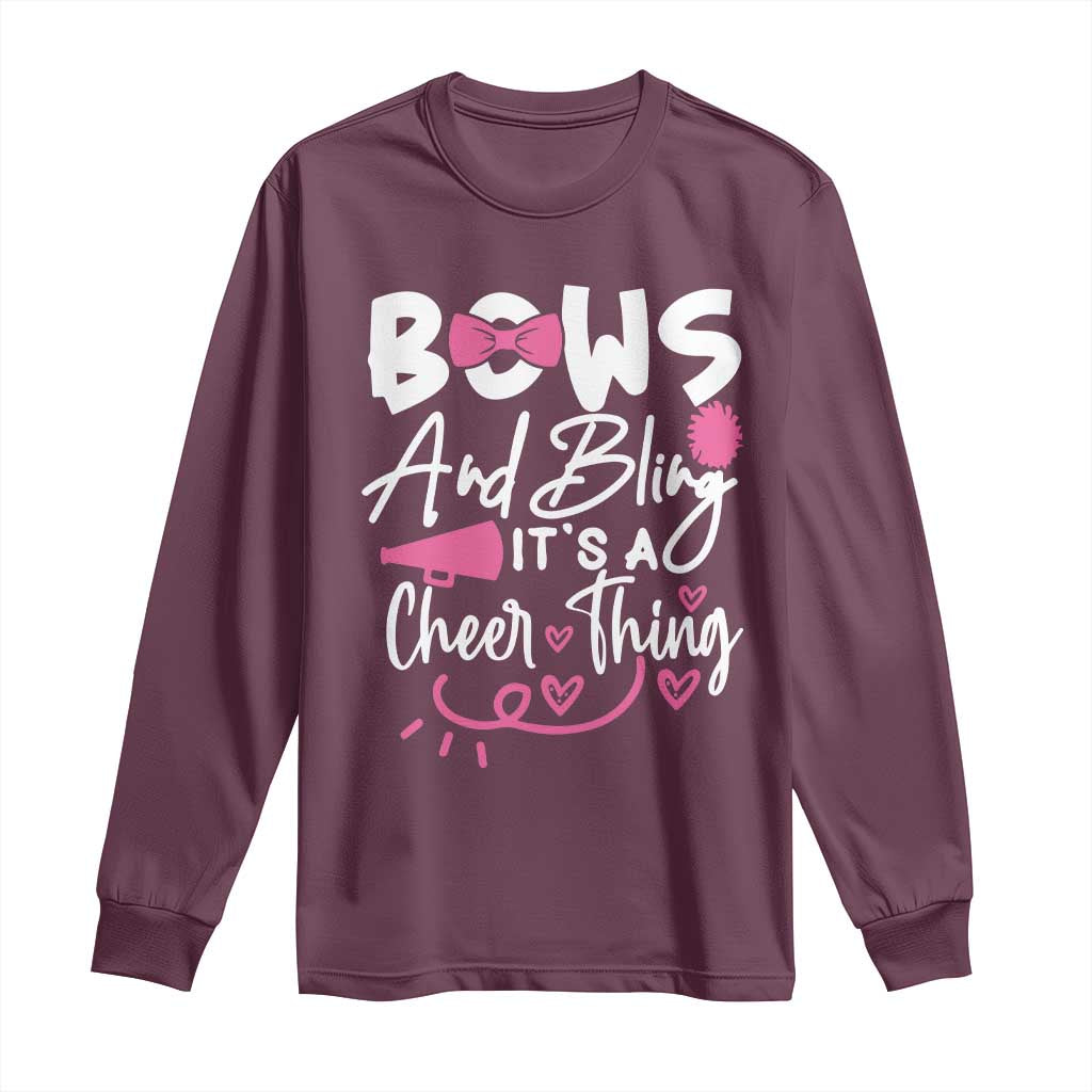 Bows And Bling Its A Cheer Thing Long Sleeve Shirt Cheerleading Gift - Wonder Print Shop