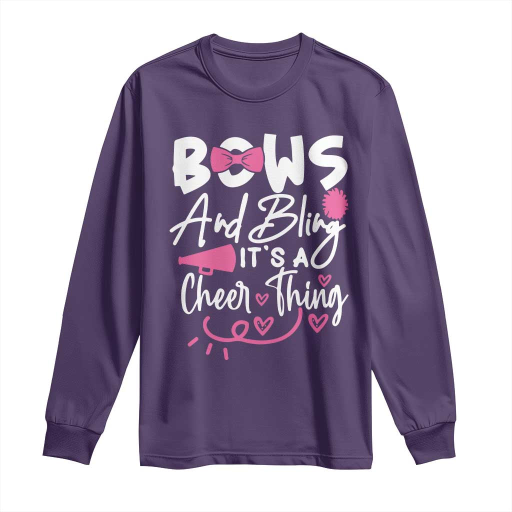 Bows And Bling Its A Cheer Thing Long Sleeve Shirt Cheerleading Gift - Wonder Print Shop