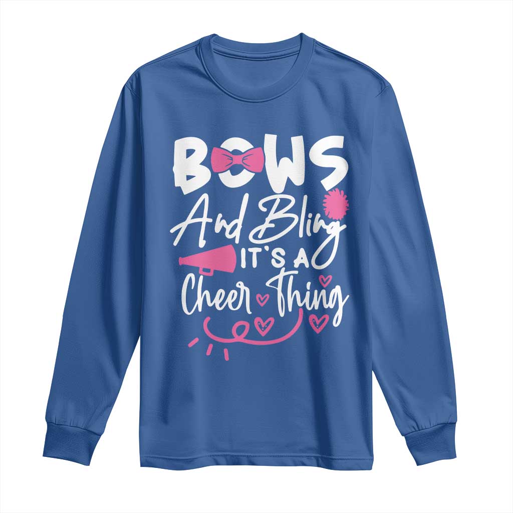 Bows And Bling Its A Cheer Thing Long Sleeve Shirt Cheerleading Gift - Wonder Print Shop