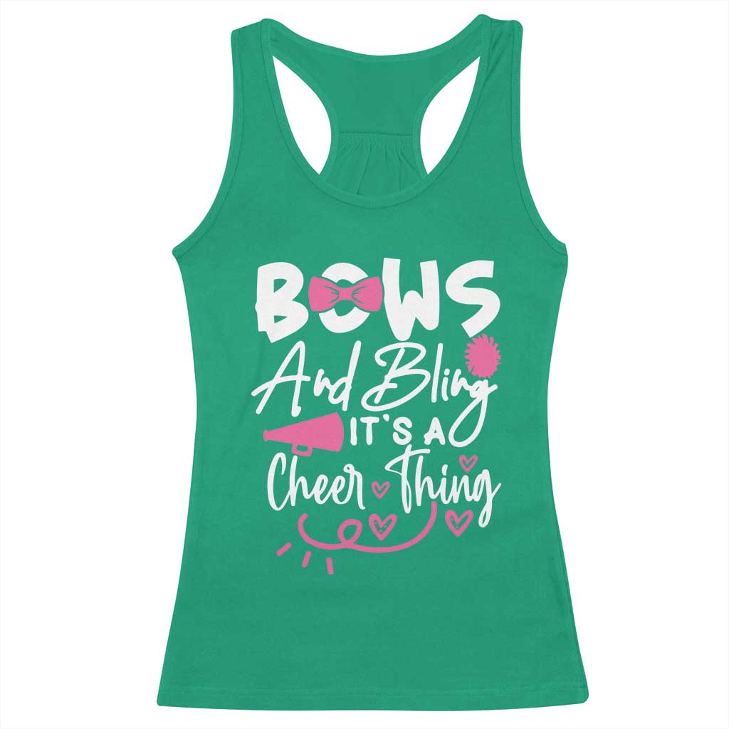 Bows And Bling Its A Cheer Thing Racerback Tank Top Cheerleading Gift - Wonder Print Shop