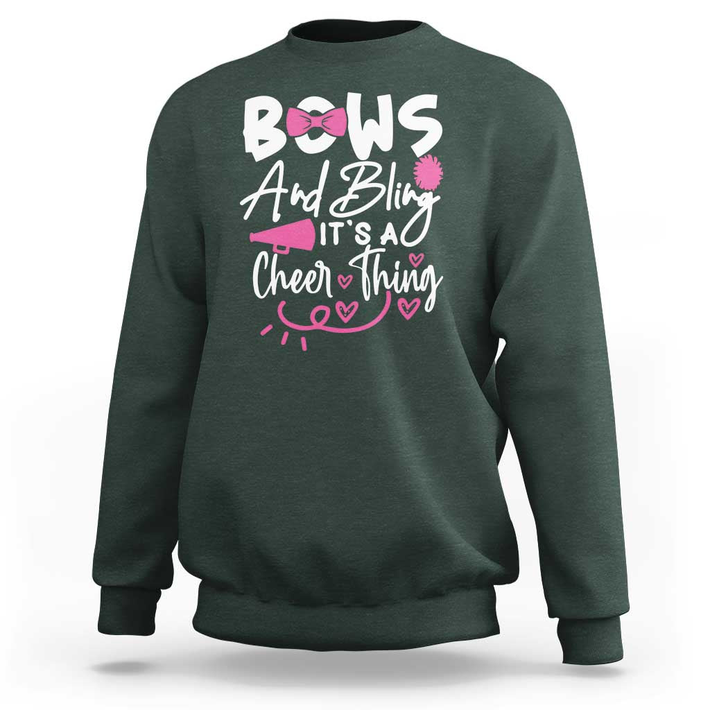 Bows And Bling Its A Cheer Thing Sweatshirt Cheerleading Gift - Wonder Print Shop