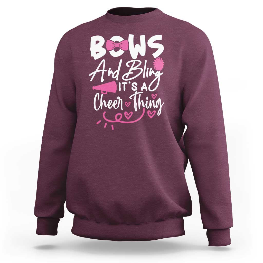 Bows And Bling Its A Cheer Thing Sweatshirt Cheerleading Gift - Wonder Print Shop