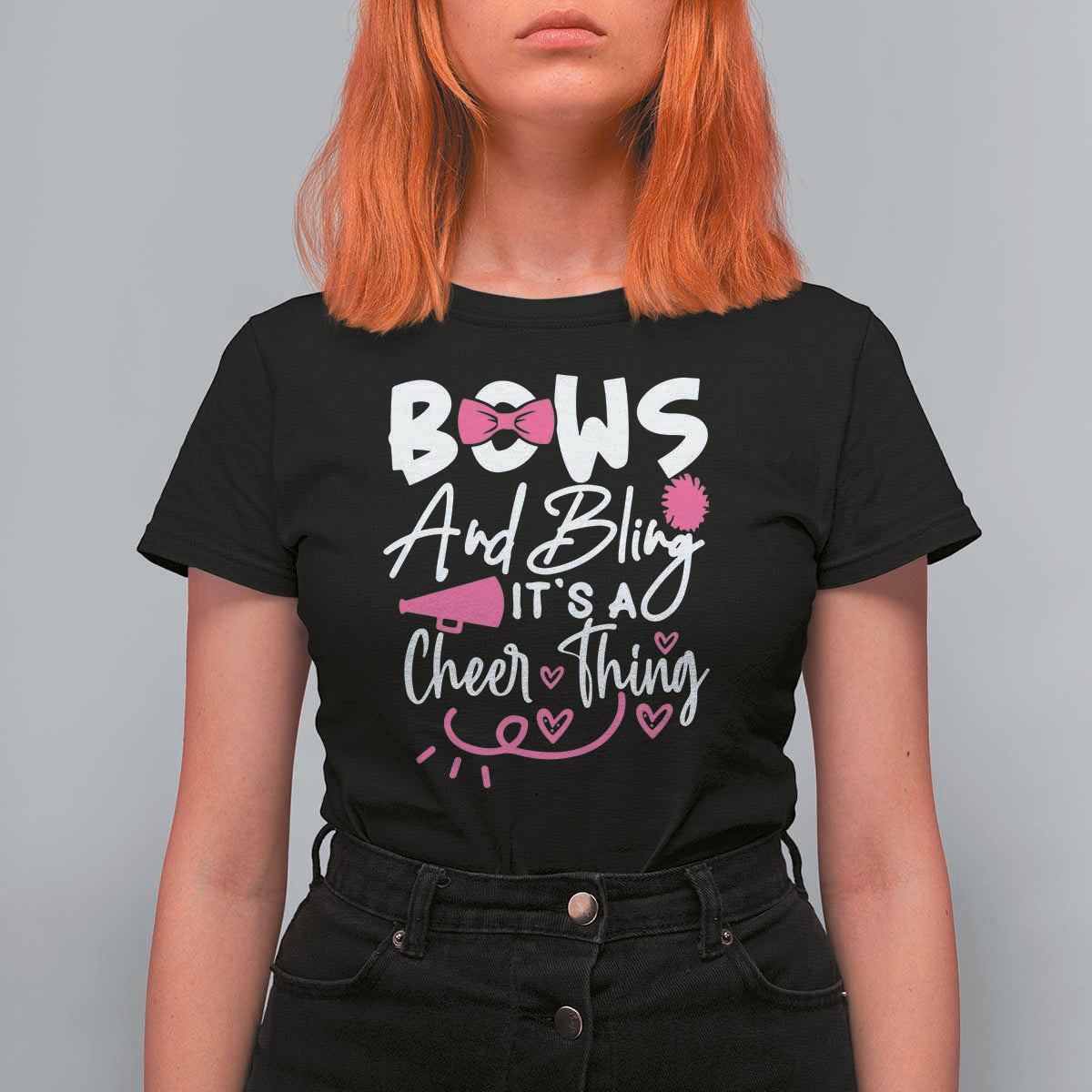 Bows And Bling Its A Cheer Thing T Shirt For Women Cheerleading Gift - Wonder Print Shop