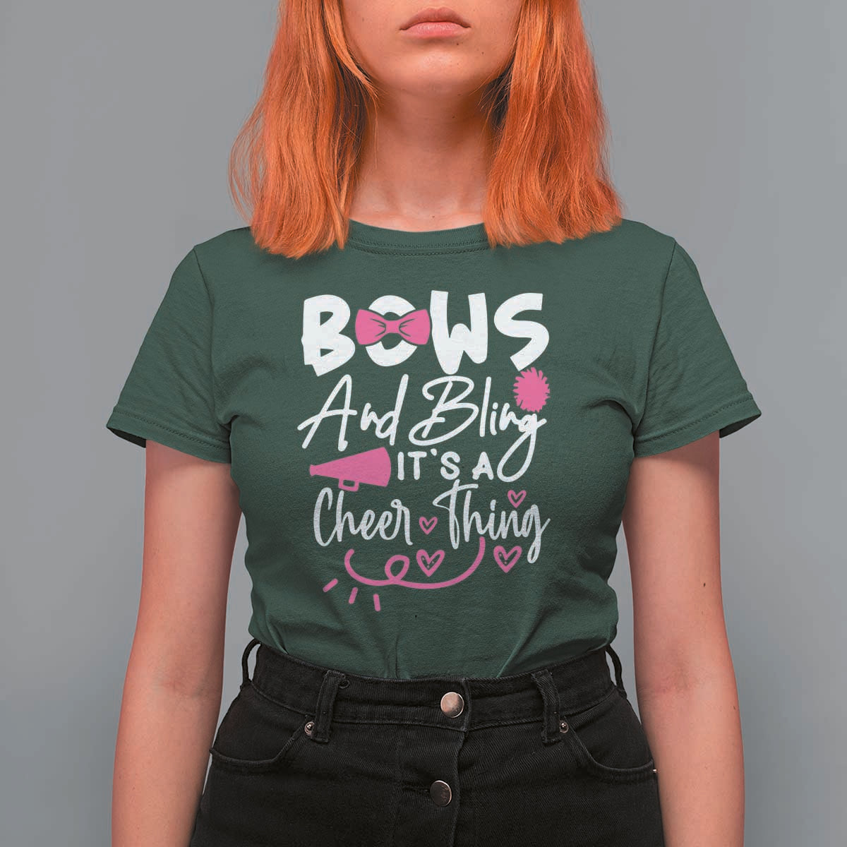 Bows And Bling Its A Cheer Thing T Shirt For Women Cheerleading Gift - Wonder Print Shop