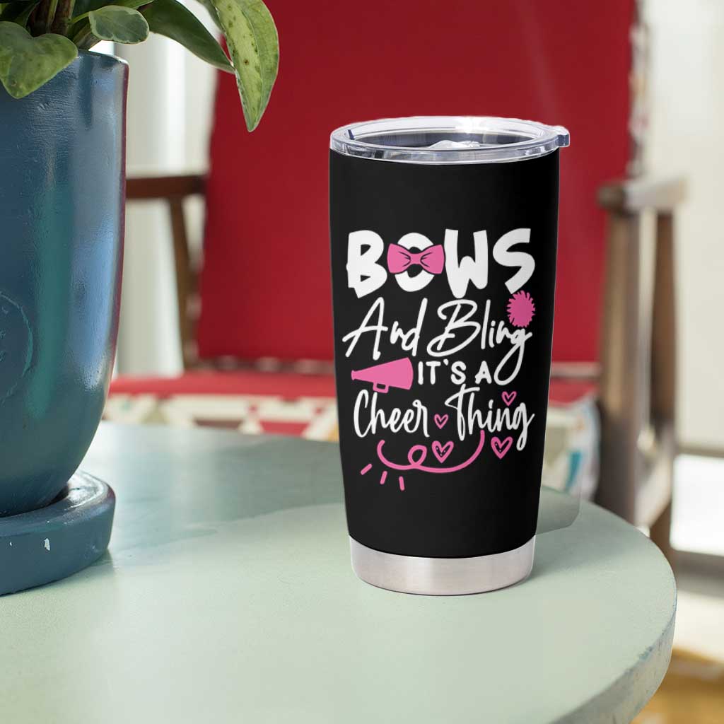 Bows And Bling Its A Cheer Thing Tumbler Cup Cheerleading Gift - Wonder Print Shop