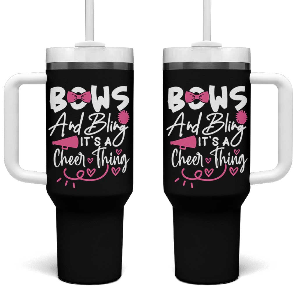 Bows And Bling Its A Cheer Thing Tumbler With Handle Cheerleading Gift - Wonder Print Shop