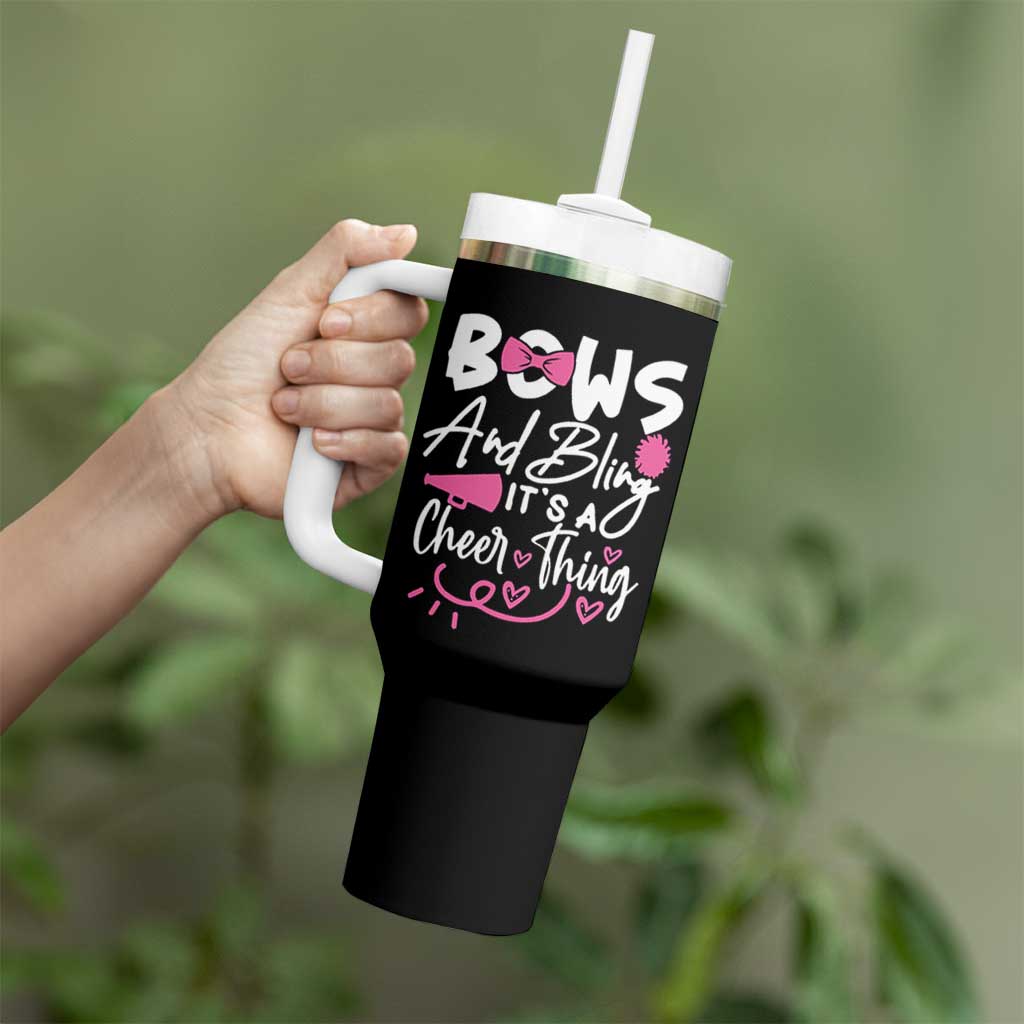 Bows And Bling Its A Cheer Thing Tumbler With Handle Cheerleading Gift - Wonder Print Shop