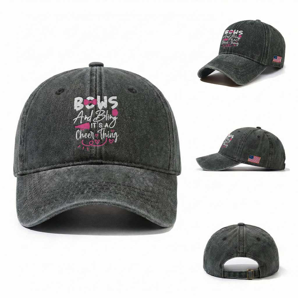 Bows And Bling Its A Cheer Thing Washed Cotton Baseball Cap Cheerleading Gift