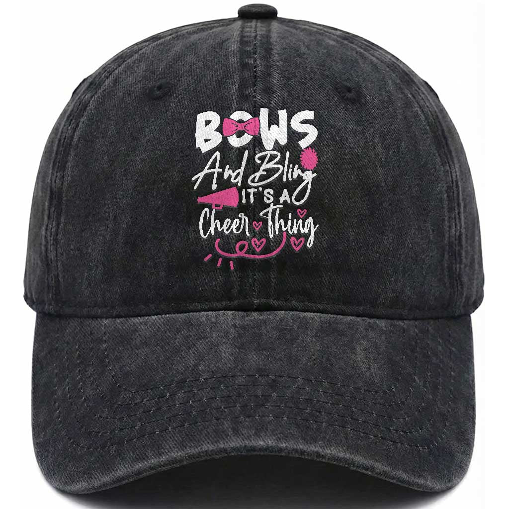 Bows And Bling Its A Cheer Thing Washed Cotton Baseball Cap Cheerleading Gift