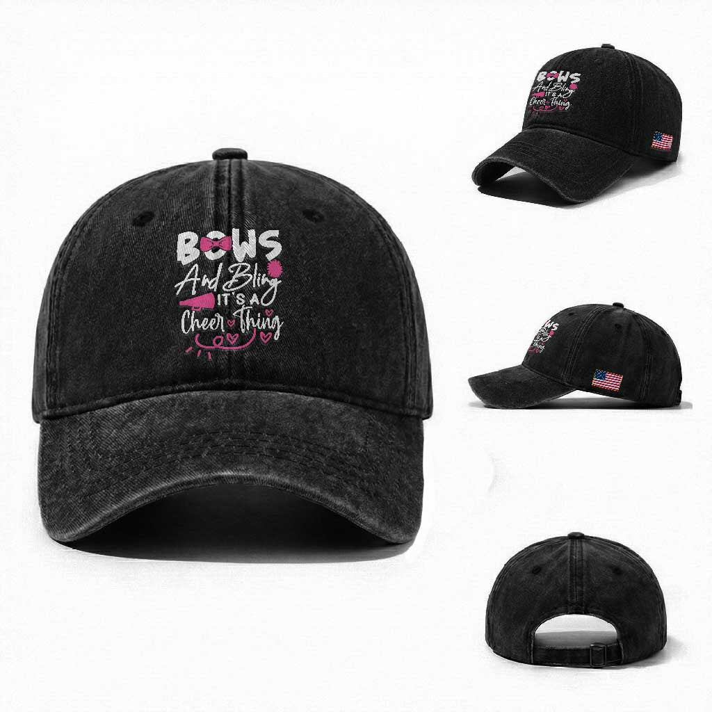 Bows And Bling Its A Cheer Thing Washed Cotton Baseball Cap Cheerleading Gift
