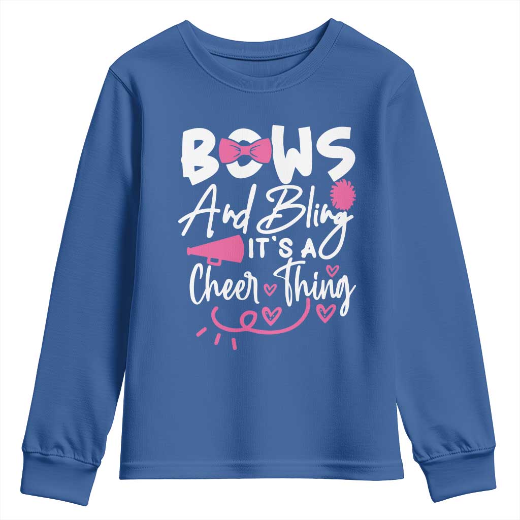 Bows And Bling Its A Cheer Thing Youth Sweatshirt Cheerleading Gift - Wonder Print Shop
