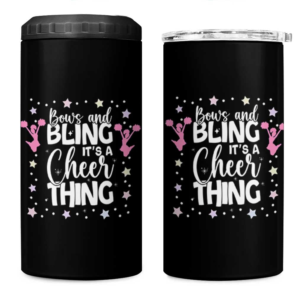 Bows And Bling Its A Cheer Thing 4 in 1 Can Cooler Tumbler Cheer Mom And Cheerleader Gift - Wonder Print Shop