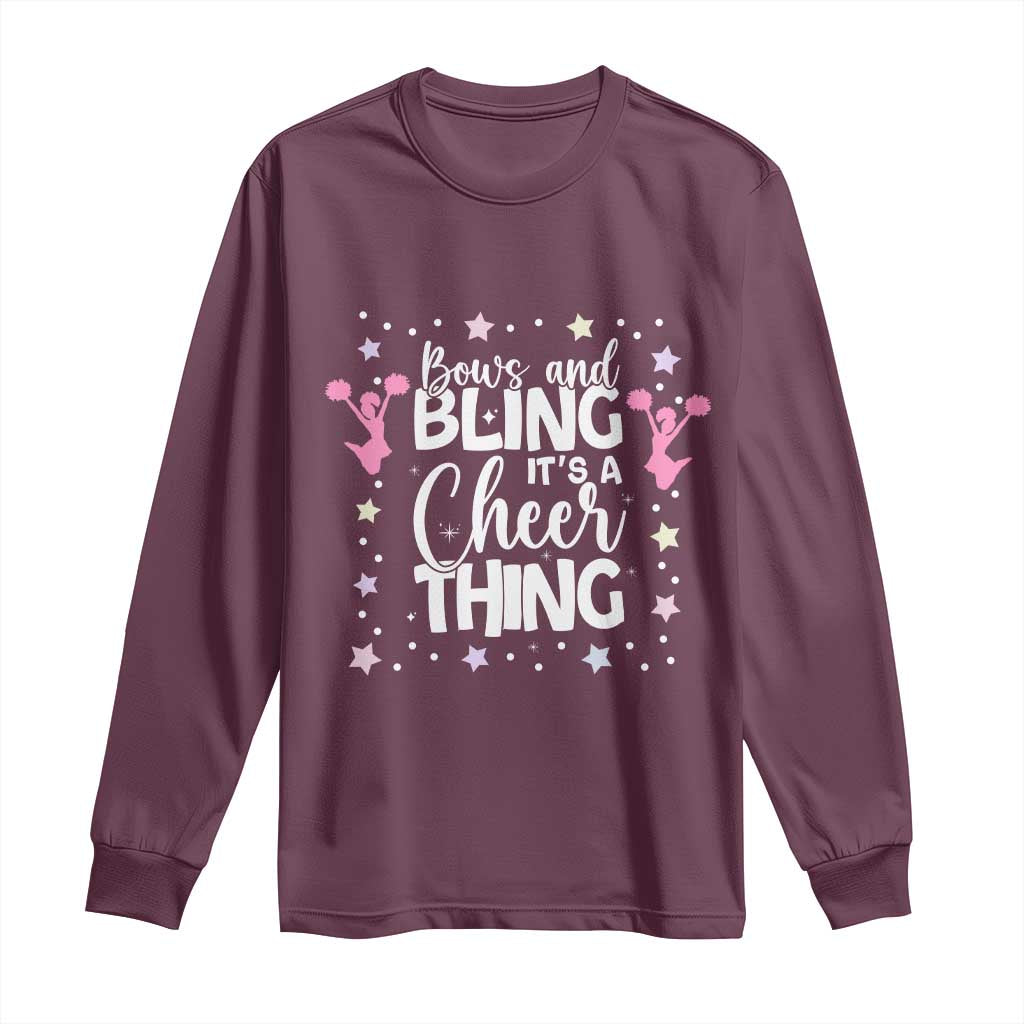 Bows And Bling Its A Cheer Thing Long Sleeve Shirt Cheer Mom And Cheerleader Gift - Wonder Print Shop