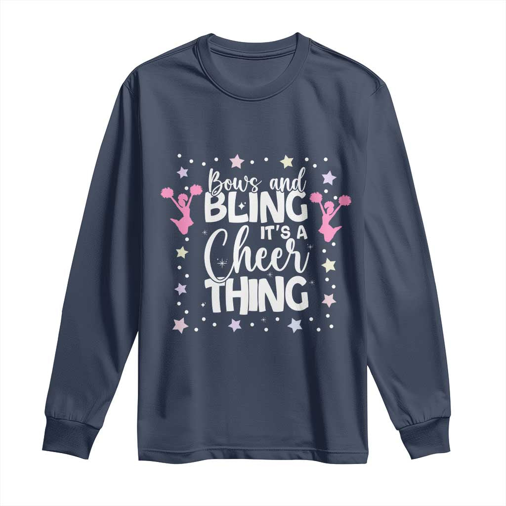 Bows And Bling Its A Cheer Thing Long Sleeve Shirt Cheer Mom And Cheerleader Gift - Wonder Print Shop
