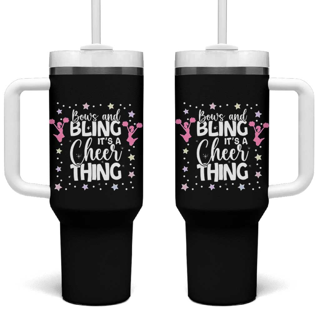 Bows And Bling Its A Cheer Thing Tumbler With Handle Cheer Mom And Cheerleader Gift - Wonder Print Shop