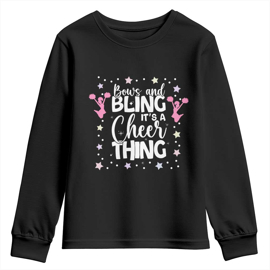 Bows And Bling Its A Cheer Thing Youth Sweatshirt Cheer Mom And Cheerleader Gift - Wonder Print Shop