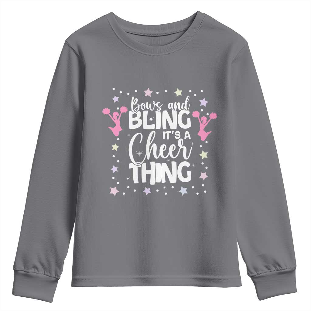 Bows And Bling Its A Cheer Thing Youth Sweatshirt Cheer Mom And Cheerleader Gift - Wonder Print Shop