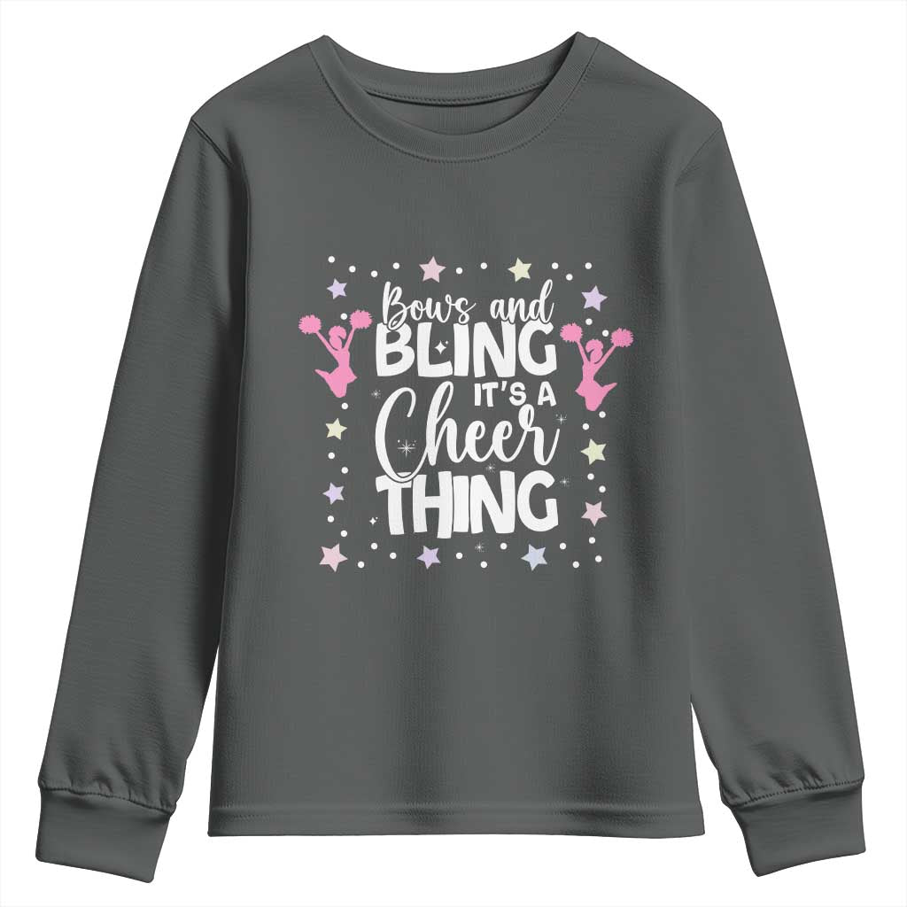 Bows And Bling Its A Cheer Thing Youth Sweatshirt Cheer Mom And Cheerleader Gift - Wonder Print Shop