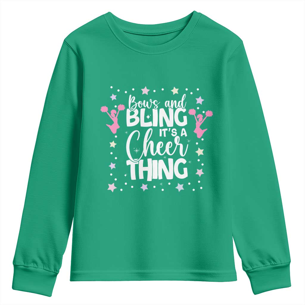 Bows And Bling Its A Cheer Thing Youth Sweatshirt Cheer Mom And Cheerleader Gift - Wonder Print Shop