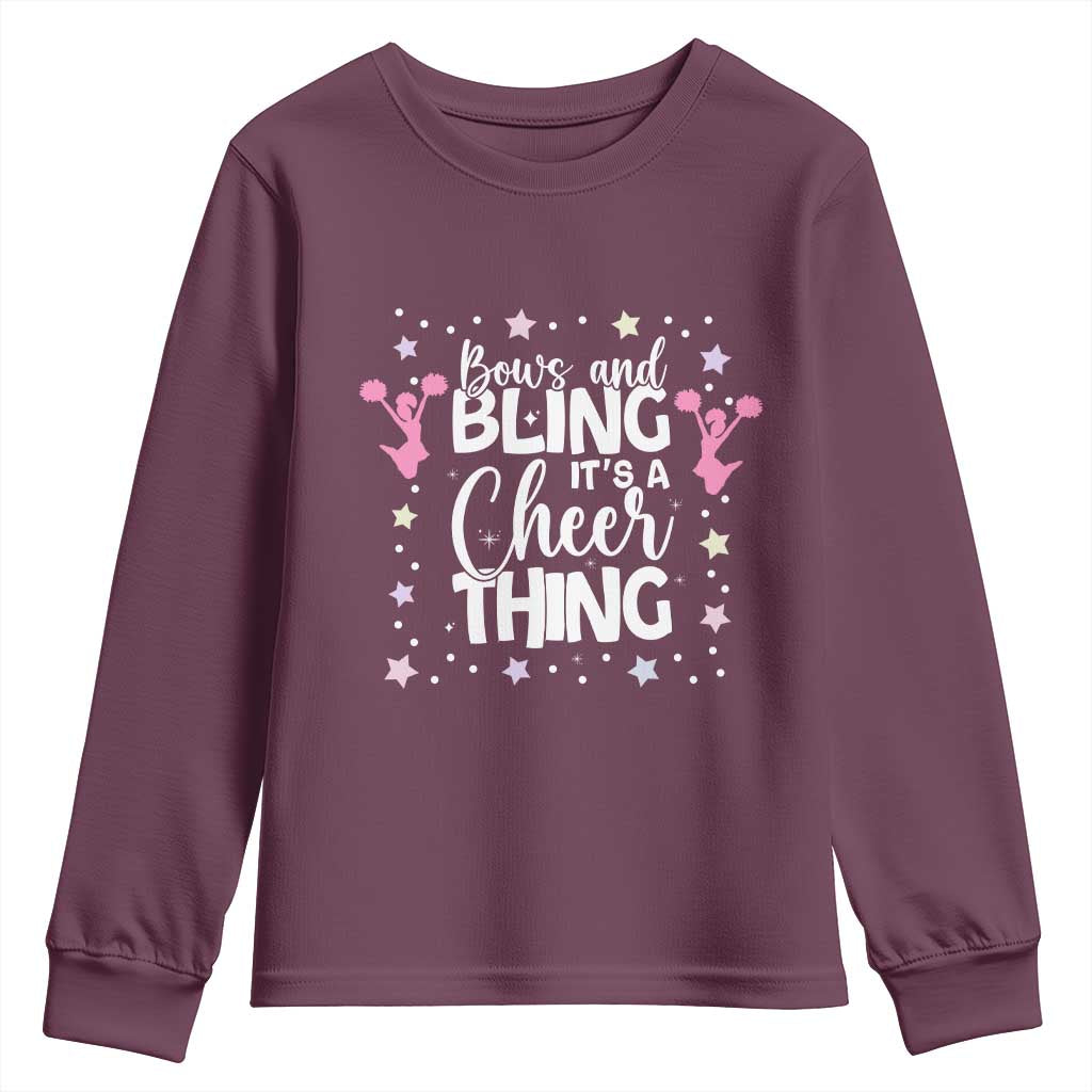 Bows And Bling Its A Cheer Thing Youth Sweatshirt Cheer Mom And Cheerleader Gift - Wonder Print Shop