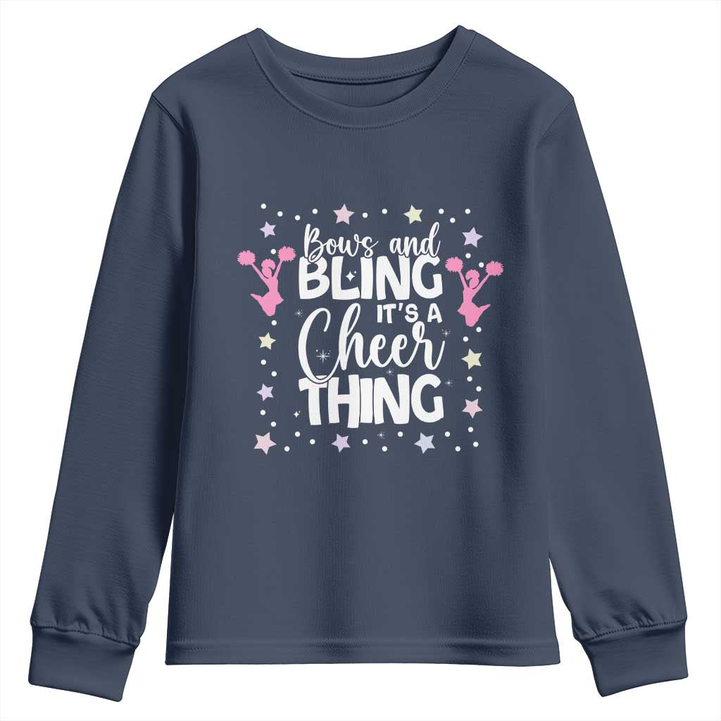 Bows And Bling Its A Cheer Thing Youth Sweatshirt Cheer Mom And Cheerleader Gift - Wonder Print Shop
