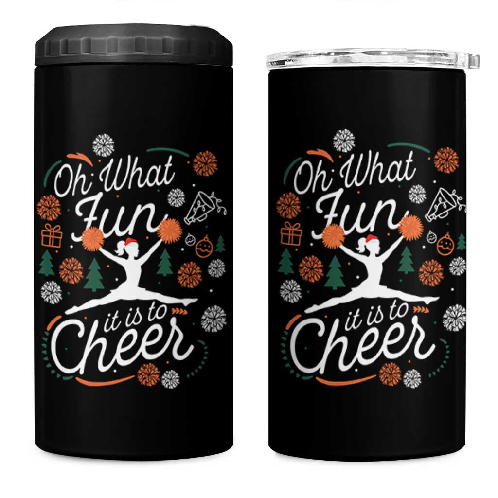 Oh What Fun It Is To Cheer 4 in 1 Can Cooler Tumbler Funny Christmas Cheerleading Gift - Wonder Print Shop