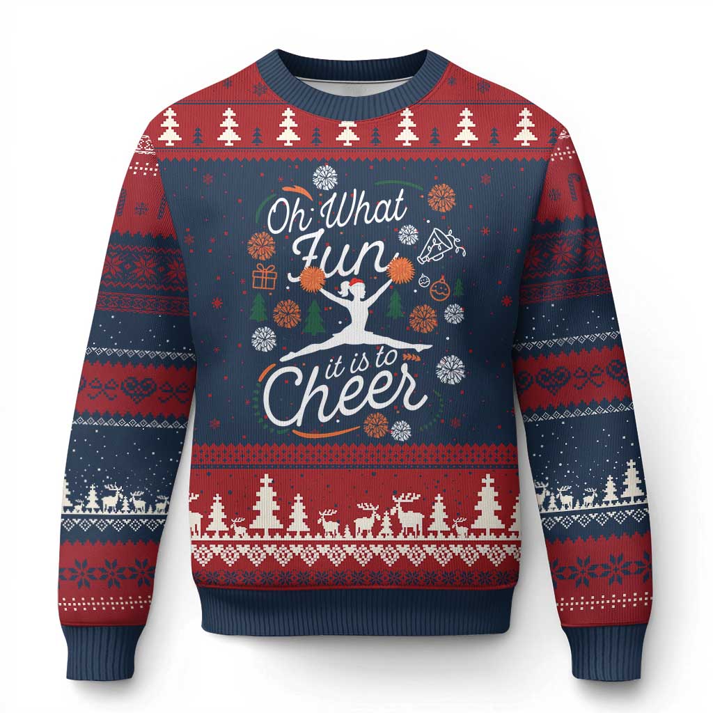 Oh What Fun It Is To Cheer Ugly Christmas Sweater Funny Xmas Cheerleading Gift - Wonder Print Shop