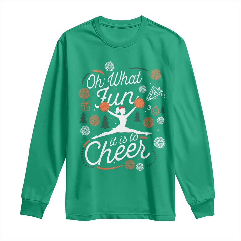 Oh What Fun It Is To Cheer Long Sleeve Shirt Funny Christmas Cheerleading Gift - Wonder Print Shop