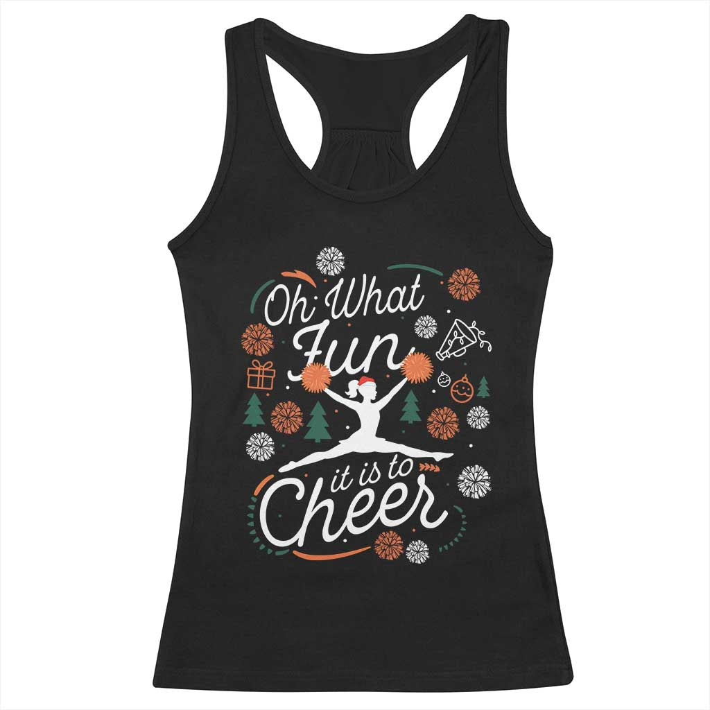 Oh What Fun It Is To Cheer Racerback Tank Top Funny Christmas Cheerleading Gift - Wonder Print Shop