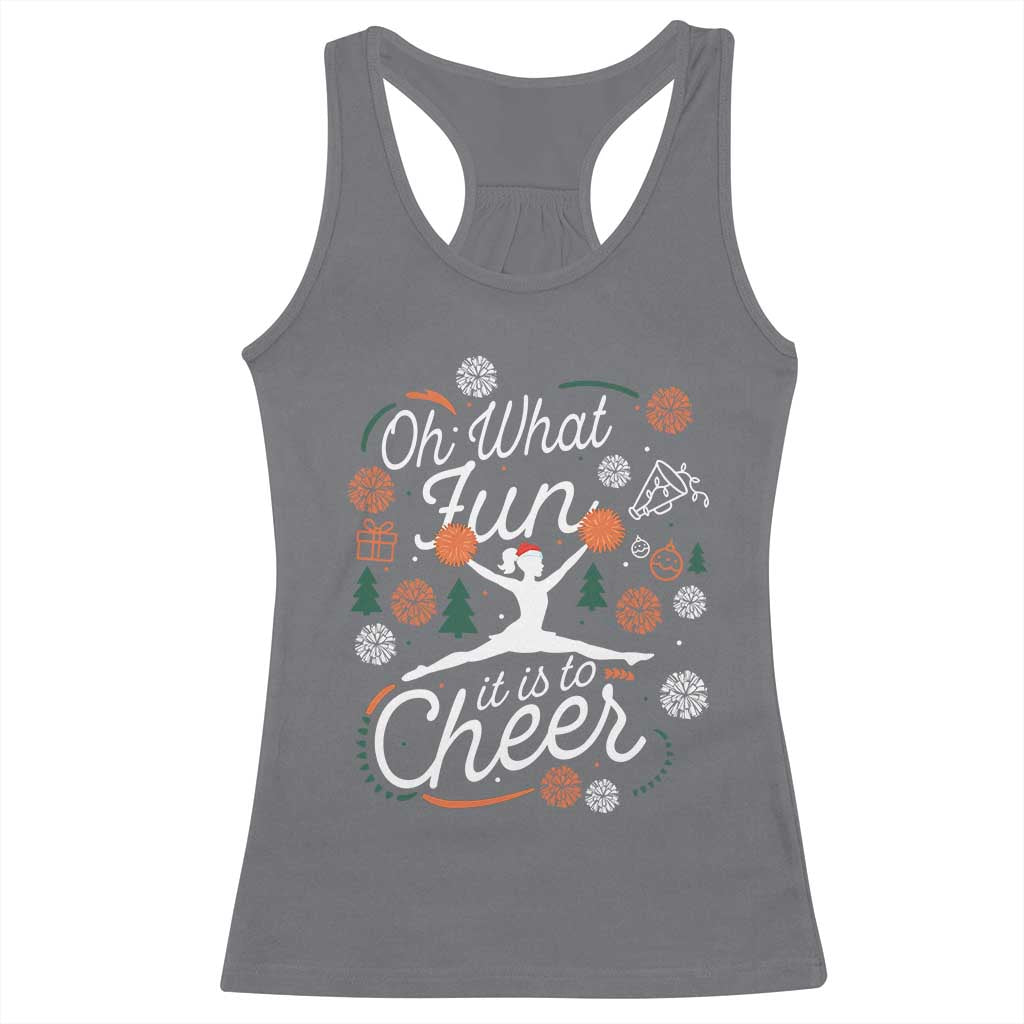 Oh What Fun It Is To Cheer Racerback Tank Top Funny Christmas Cheerleading Gift - Wonder Print Shop