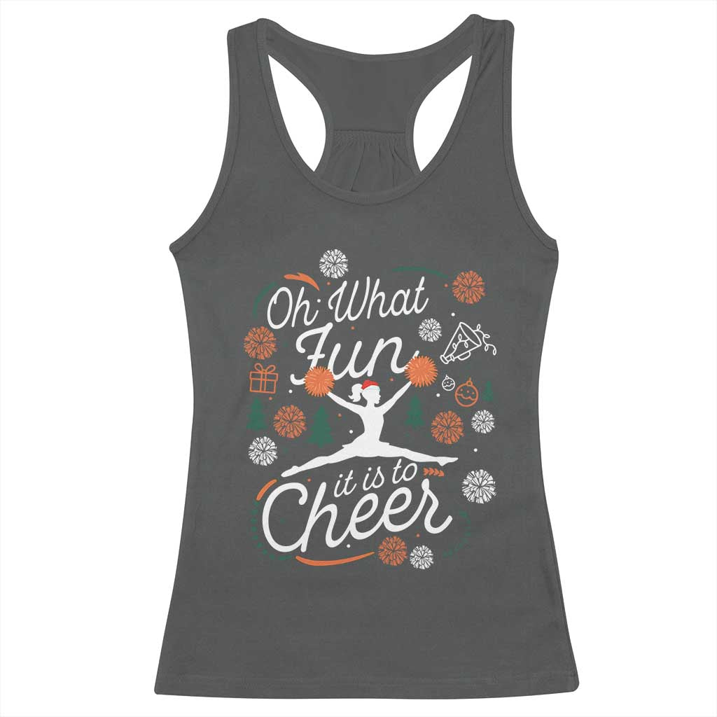 Oh What Fun It Is To Cheer Racerback Tank Top Funny Christmas Cheerleading Gift - Wonder Print Shop