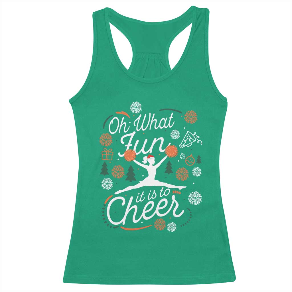 Oh What Fun It Is To Cheer Racerback Tank Top Funny Christmas Cheerleading Gift - Wonder Print Shop