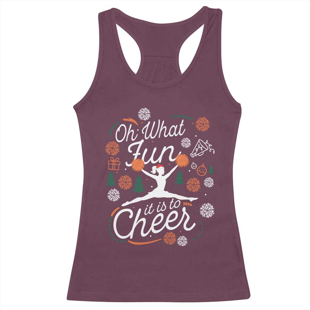 Oh What Fun It Is To Cheer Racerback Tank Top Funny Christmas Cheerleading Gift - Wonder Print Shop